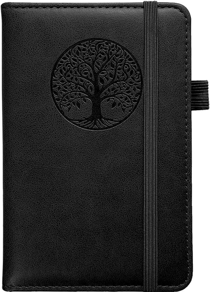 BIYUNRO Small Pocket Notebook, Leather Journal Mini (Black) - Image 1